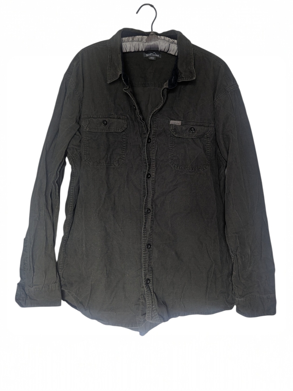 Eddie Bauer Dark Green Corduroy Button Up Shirt Jacket Extra Large
